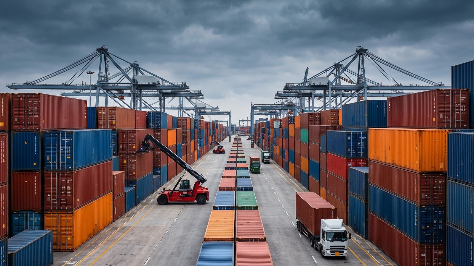 Shipping containers at Saudi Arabia port awaiting customs clearance